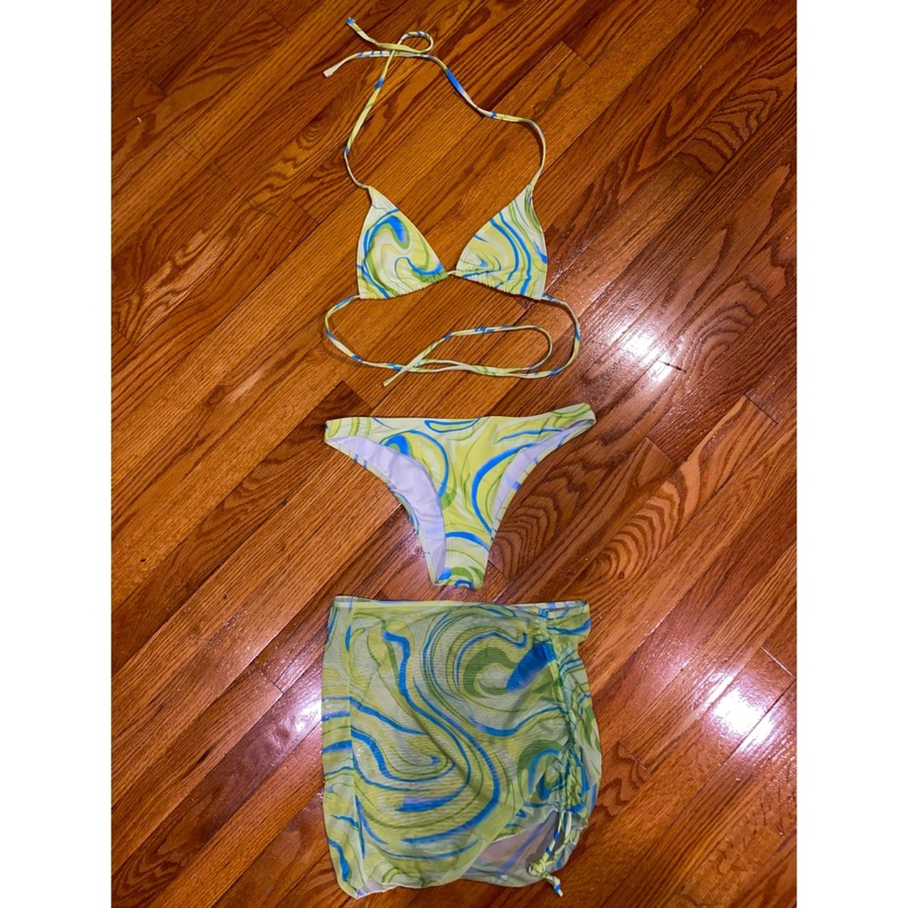 3pc Green Marble Bikini Set
